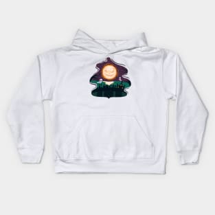 Smiling pumpkin moon Kids Hoodie